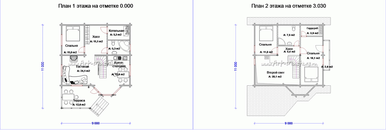 план деревянного дома Дубрава-21Yv22 128,0 м
