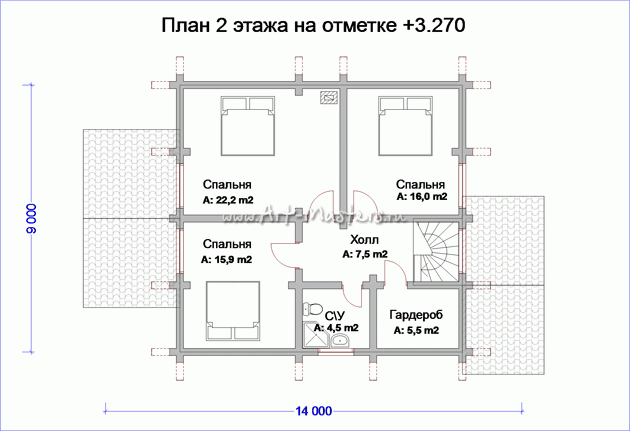 план 2 этажа деревянного дома Русич-21