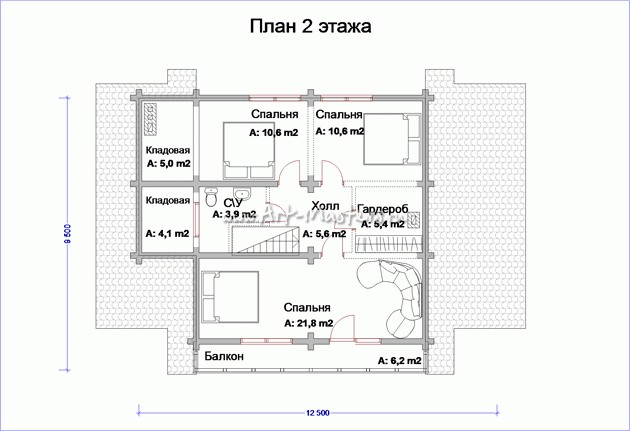 план 2 этажа деревянного дома Балтика-Комби-21