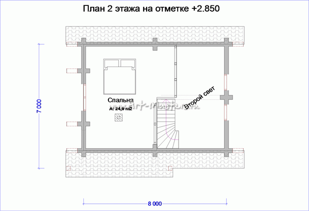 план 2 этажа деревянной бани Облако-22 в Обнинске