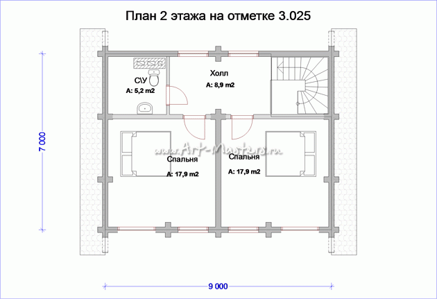 план 2 этажа деревянного дома Меркурий-21
