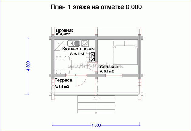 план деревянного дома Таежный-3