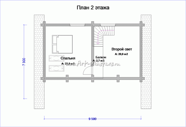 план 2 этажа деревянного дома Меркурий-v4-21