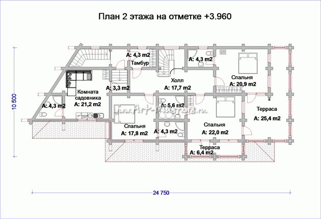 план 2 этажа деревянного дома Альтаир-V2