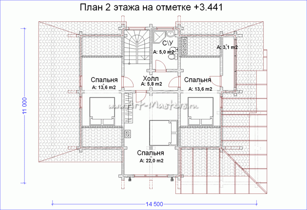 план 2 этажа деревянного дома Август-21
