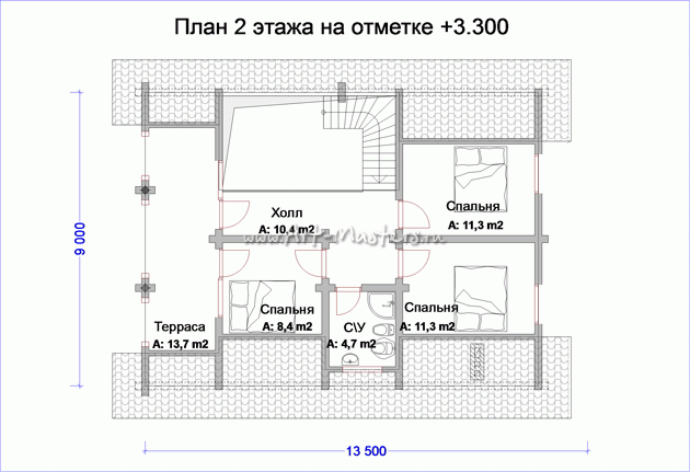 план 2 этажа деревянного дома Боровик-160