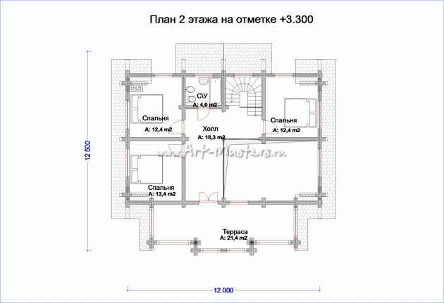 план 4 этажа деревянного дома Боровик-175YV2