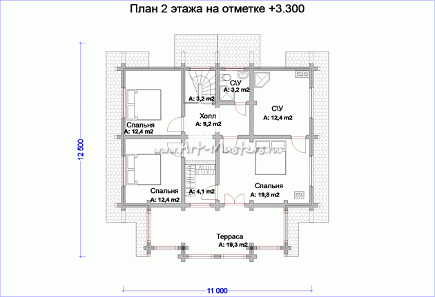 план 2 этажа деревянного дома Боровик-196
