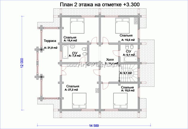 план 2 этажа деревянного дома Боровик-230