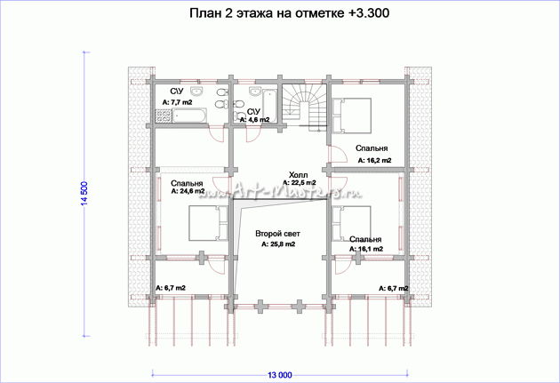план 2 этажа деревянного дома Боровик-250