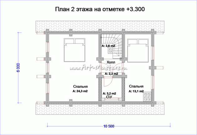 план 2 этаж деревянного дома Боровик-90