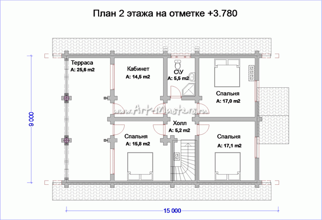 план 2 этажа деревянного дома Боровик-Сказка
