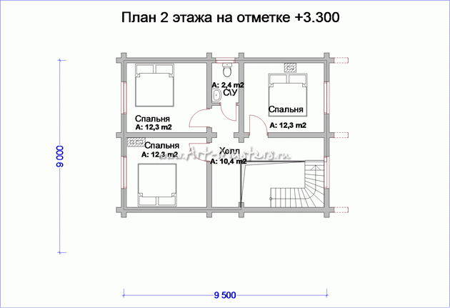 план 2 этаж деревянного дома Облако-21