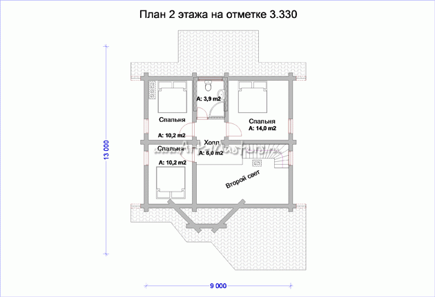 план 2 этаж деревянного дома Дубрава-23V3