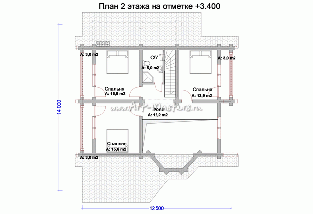 план 2 этажа деревянного дома Дубрава-БК3-21Y