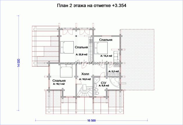 план 2 этажа деревянного дома Эверест
