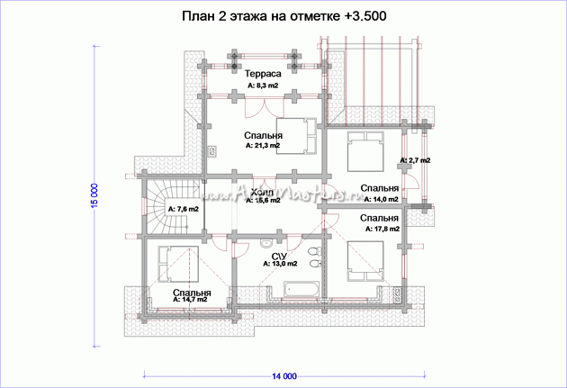 план 2 этажа деревянного дома Гиацинт-22