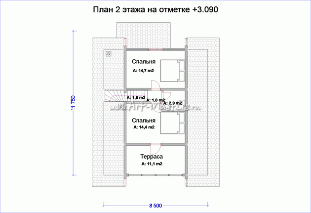 план 2 этаж деревянного дома Истринский-21