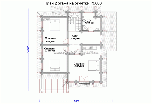 план 2 этажа деревянного дома Кимры