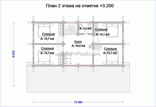 план 2 этажа деревянной бани СПА Кленовая-21