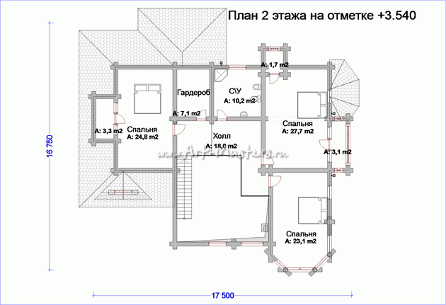 план 2 этажа деревянного дома Ласточка