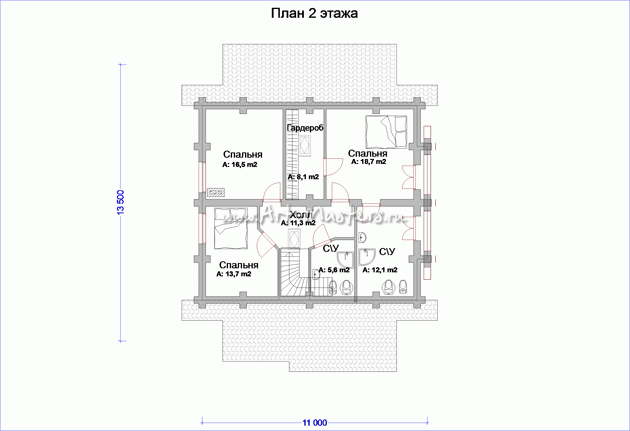 план 2 этажа деревянного дома Лесовик