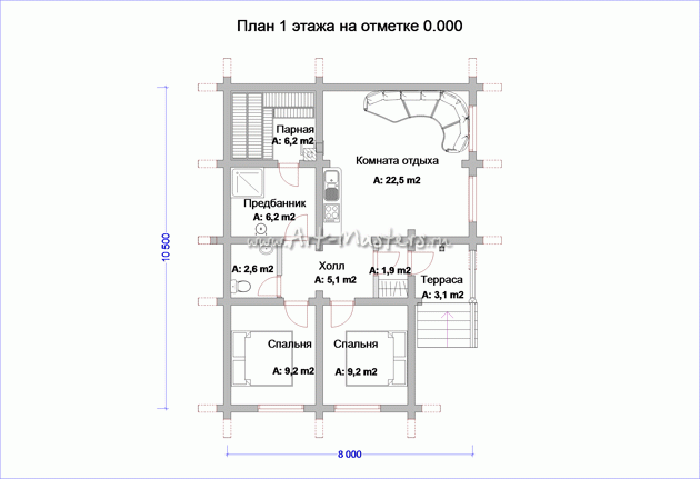 план 2 этаж деревянного дома Медуница-12V2