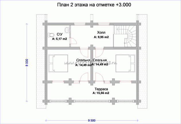 план 2 этаж деревянного дома Меркурий-22