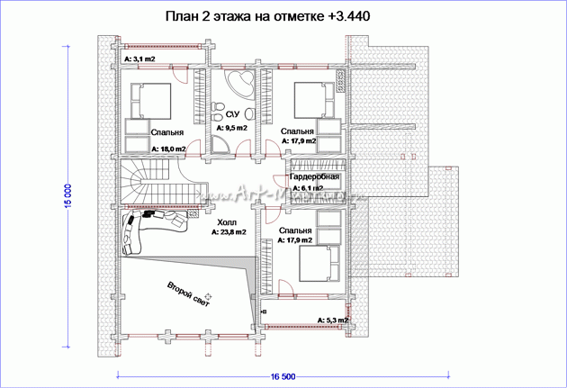 план 2 этажа деревянного дома Памир
