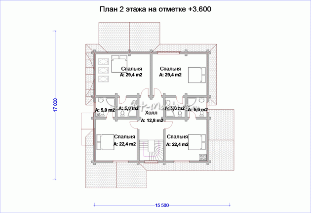 план 2 этажа деревянного дома Радужный-21