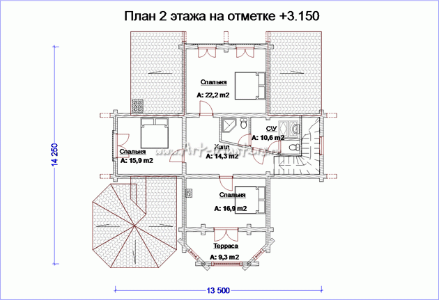план 2 этажа деревянного дома Рождество