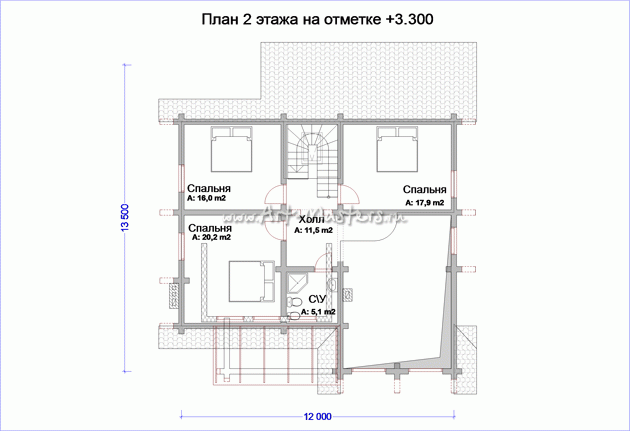 план 2 этажа деревянного дома Сириус