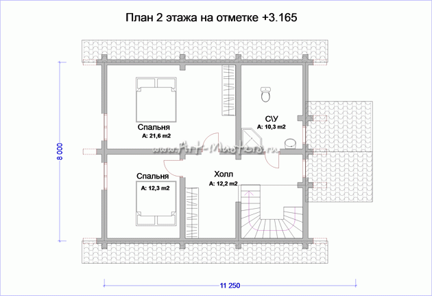 план 2 этаж деревянного дома Умка-25