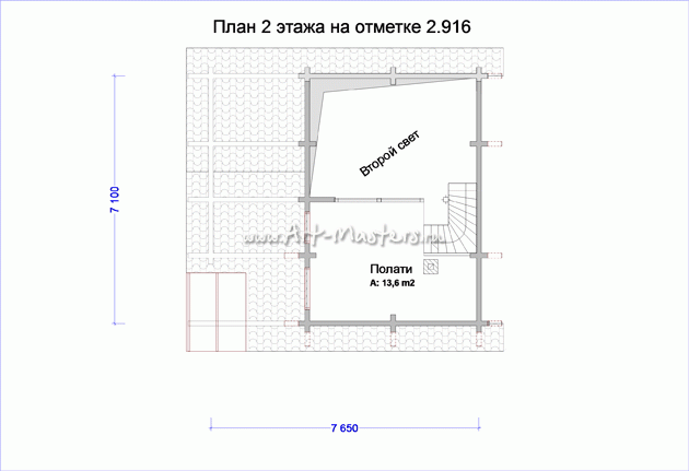 план 2 этажа деревянной бани Вега-21