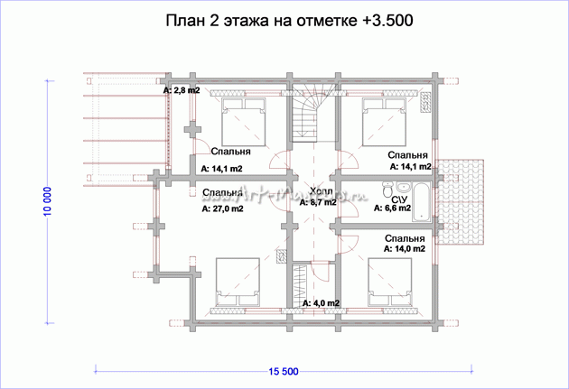 план 2 этажа деревянного дома Виктория-21
