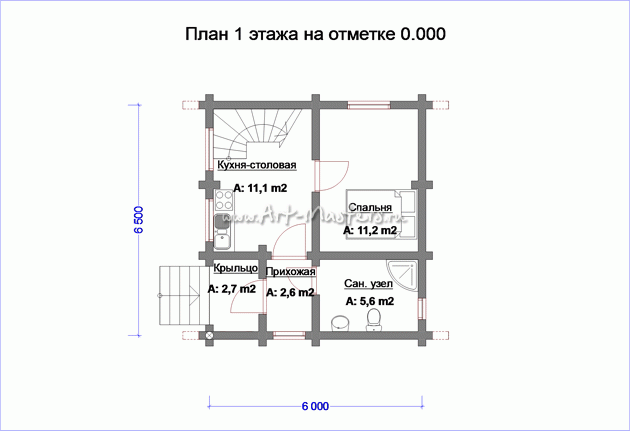 план 1 этаж деревянного дома Застава-21